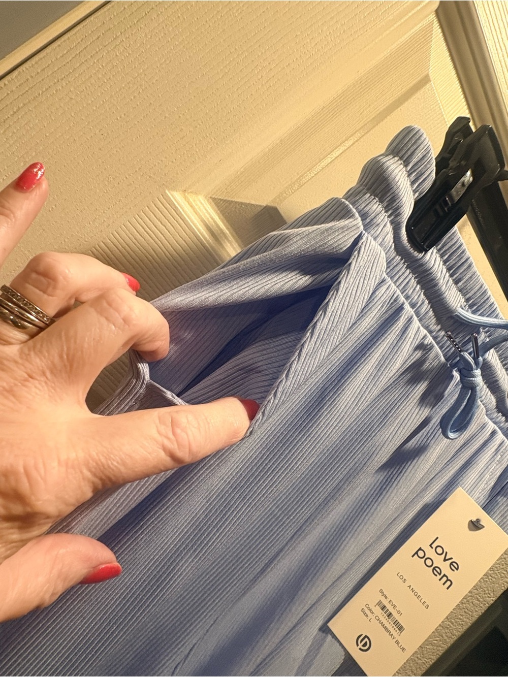 Love Poem Women's Wide Leg Pull-On Pants — Light Blue - Picture 6 of 9